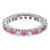 14k White Gold 1 carat Lab Grown Diamond VS/SI+ G+ and Lab Created Pink Sapphire Size 5.5 Eternity Band