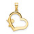 14k & White Rhodium Cherub on Heart Pendant
