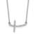 14k White Gold 1/10 carat Diamond Curved Sideways Cross 18 inch Necklace