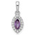 14k White Gold 1/10 carat Lab Grown Diamond VS/SI+ G+ and Amethyst February Birthstone Pendant