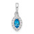 14k White Gold 1/10 carat Lab Grown Diamond VS/SI+ G+ and Blue Topaz December Birthstone Pendant