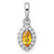 14k White Gold 1/10 carat Lab Grown Diamond VS/SI+ G+ and Citrine November Birthstone Pendant