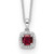 14k White Gold 1/10 carat Lab Grown Diamond VS/SI+ G+ and Created Ruby Complete 18 inch Pendant Necklace