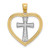 14K & White Rhodium Heart W/White Cross In Center Charm