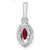 14k White Gold 1/10 carat Lab Grown Diamond VS/SI+ G+ and Lab Created Ruby July Birthstone Pendant