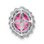 14k White Gold 1/2 carat Lab Grown Diamond VS/SI and Oval Lab Created Pink Sapphire Halo Chain Slide Pendant