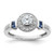 14k White Gold 1/2 carat Lab Grown Diamond VS/SI+ G+ and Created Sapphire Complete Round Halo Engagement Ring