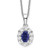 14k White Gold 1/2 carat Lab Grown Diamond VS/SI+ G+ and Oval Lab Created Blue Sapphire Complete 18 inch Halo Pendant Necklace