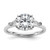14k White Gold 1/2 carat Lab Grown Diamond VS/SI+ G+ Triangle 2 carat Round Semi Mount Three Stone Engagement Ring