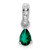 14k White Gold 1/20 carat Lab Grown Diamond VS/SI+ G+ and Lab Created Emerald Complete Pendant