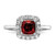 14k White Gold 1/4 carat Lab Grown Diamond VS/SI+ G+ January Birthstone Garnet Halo Ring