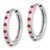 14k White Gold 1/5 carat Lab Grown Diamond VS/SI+ G+ and Created Ruby Complete Hinged Hoop Earrings
