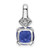 14k White Gold 1/5 carat Lab Grown Diamond VS/SI+ G+ and Lab Created Blue Sapphire Complete Pendant