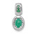 14k White Gold 1/5 carat Lab Grown Diamond VS/SI+ G+ and Lab Created Emerald Oval Halo Pendant
