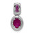 14k White Gold 1/5 carat Lab Grown Diamond VS/SI+ G+ and Lab Created Ruby Oval Halo Pendant