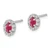 14k White Gold 1/5 carat Lab Grown Diamond VS/SI+ G+ and Oval Created Ruby Complete Halo Post Earrings
