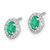 14k White Gold 1/6 carat Lab Grown Diamond VS/SI+ G+ and Oval Created Emerald Complete Halo Post Earrings