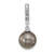 14k White Gold 10-11mm Black Round Tahitian Saltwater Cultured Pearl and .07 Carat Diamond Dangle Chain Slide