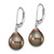 14k White Gold 10-11mm Black Teardrop Tahitian Saltwater Cultured Pearl Leverback Dangle Earrings