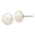 14k White Gold 10-11mm White Button Freshwater Cultured Pearl Stud Post Earrings