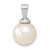 14k White Gold 10-11mm White Round South Sea Saltwater Cultured Pearl Pendant