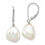 14k White Gold 10x13mm White Keshi Freshwater Cultured Pearl Dangle Leverback Earrings