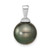 14k White Gold 11-12mm Black Round Tahitian Saltwater Cultured Pearl Pendant