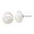 14k White Gold 11-12mm White Button Freshwater Cultured Pearl Stud Post Earrings