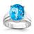 14k White Gold 12x10mm Oval Blue Topaz Checker ring