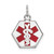14k White Gold 15mm Hexagon Red Enameled Medical Jewelry Pendant
