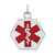 14k White Gold 22.5mm Hexagon Red Enameled Medical Jewelry Pendant