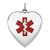 14k White Gold 24mm Heart-Shaped Red Enameled Medical Jewelry Pendant
