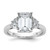 14k White Gold 3 1/8 carat Certified Lab Grown Diamond VS/SI+ G+ Complete Emerald and Half Moon Three Stone Engagement Ring