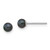 14k White Gold 3-4mm Black Round Freshwater Cultured Pearl Stud Post Earrings