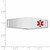 14K White Gold 39x13mm Off-Center Red Epoxy Enameled Soft Diamond Shape Medical ID Plate # 820