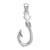 14K White Gold 3-D Large Fish Hook with Rope Charm