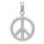 14k White Gold 3D Polished Peace Sign Charm
