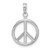 14k White Gold 3D Polished Peace Sign Charm