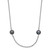 14k White Gold 4-5mm Black Near Round Freshwater Cultured Pearl 8-station 18 inch Necklace