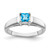 14k White Gold 4mm Princess Cut Blue Topaz ring - Y4-20C8B89B-5997
