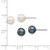 14k White Gold 6-7mm Black and White Round Freshwater Cultured Pearl 2 Pair Stud Post Earrings Set
