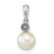 14k White Gold 6-7mm Round White Akoya Saltwater Cultured Pearl and .05 Carat Diamond Pendant