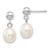 14k White Gold 6-7mm White Rice Freshwater Cultured Pearl Post Dangle Earrings