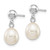 14k White Gold 6-7mm White Rice Freshwater Cultured Pearl Post Dangle Earrings