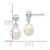 14k White Gold 6-7mm White Rice Freshwater Cultured Pearl Post Dangle Earrings