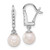 14k White Gold 6-7mm White Round Akoya Saltwater Cultured Pearl and .085 Carat Diamond Dangle Earrings