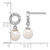 14k White Gold 6-7mm White Round Akoya Saltwater Cultured Pearl and .20 Carat Diamond Post Dangle Earrings