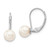 14k White Gold 6-7mm White Round Akoya Saltwater Cultured Pearl Leverback Earrings