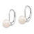 14k White Gold 6-7mm White Round Akoya Saltwater Cultured Pearl Leverback Earrings