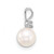 14k White Gold 6-7mm White Round Akoya Saltwater Pearl and .03 Carat Diamond Pendant